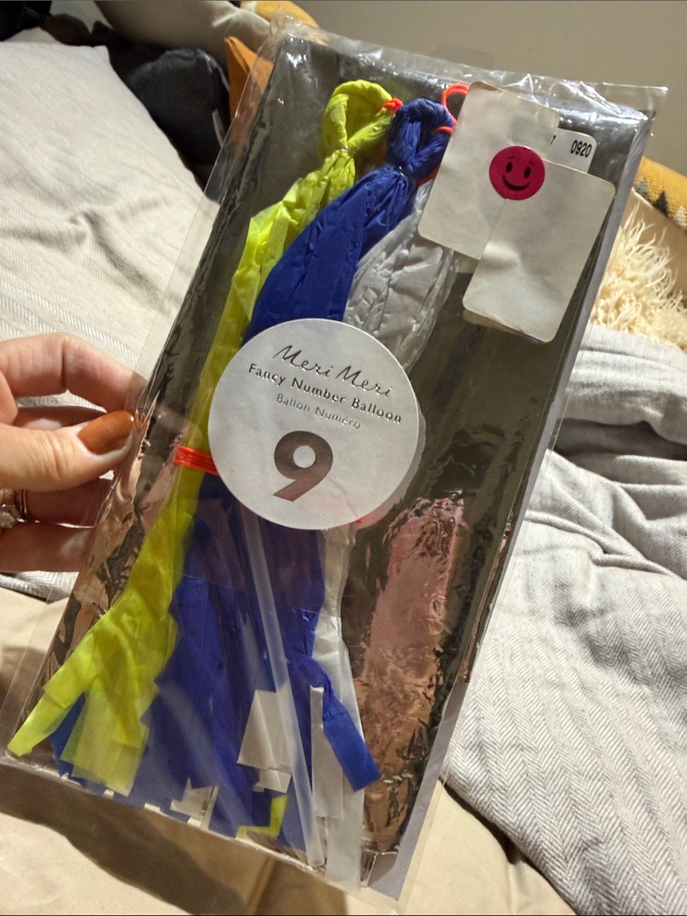 Meri Meri Silver Number 9 Balloon with Tassel